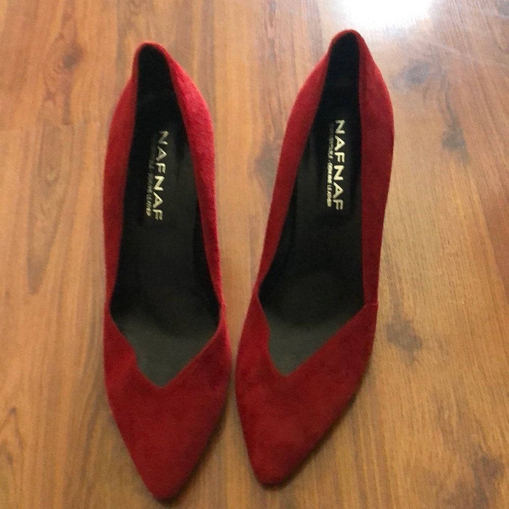 Vintage Red suede French brand Naff Naff pumps size 40